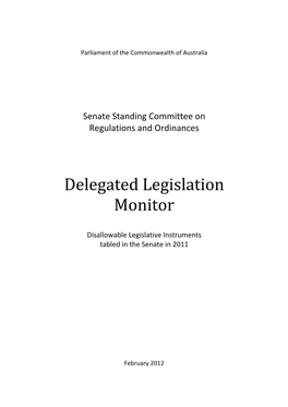 2011 DELEGATED LEGISLATION MONITOR Ii