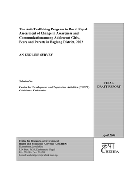 The Anti-Trafficking Program in Rural Nepal: Assessment of Change in Awareness And