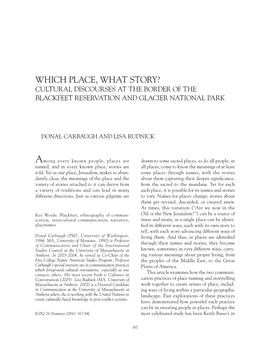 Which Place, What Story? Cultural Discourses at the Border of the Blackfeet Reservation and Glacier National Park