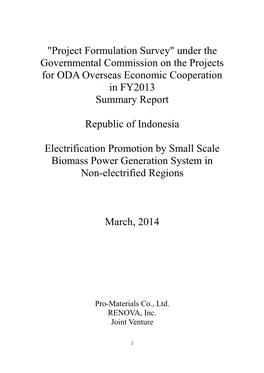 Under the Governmental Commission on the Projects for ODA Overseas Economic Cooperation in FY2013 Summary Report