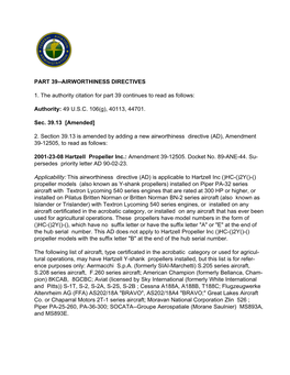 2001-23-08 Hartzell Propeller Inc.: Amendment 39-12505