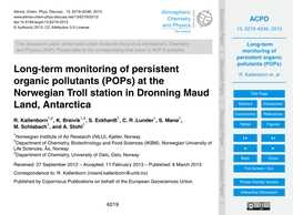 Long-Term Monitoring of Persistent Organic Pollutants (Pops)