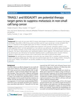 TINAGL1 and B3GALNT1 Are Potential Therapy