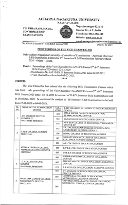 Revised B.Ed 3Rd Semester, FEB, 2021 Exams Centres List