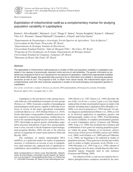 Exploitation of Mitochondrial Nad6 As a Complementary Marker for Studying Population Variability in Lepidoptera