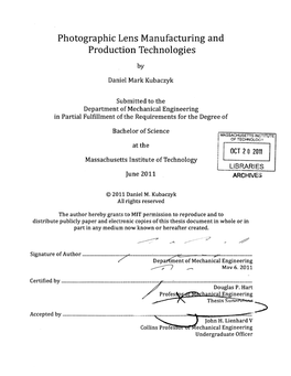 Photographic Lens Manufacturing and Production Technologies