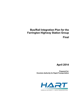 Bus/Rail Integration Plan for the Farrington Highway Station Group Final