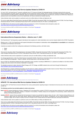 DMM Advisory Keeping You Informed About Classification and Mailing Standards of the United States Postal Service