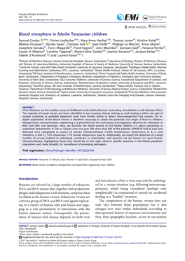 Blood Virosphere in Febrile Tanzanian Children