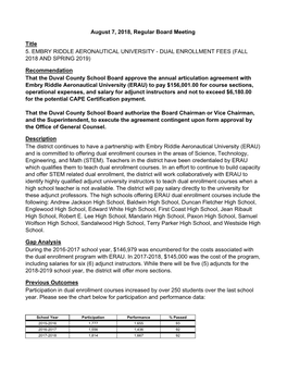 Dual Enrollment Fees (Fall 2018 and Spring 2019)