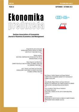 Serbian Association of Economists Journal of Business Economics and Management