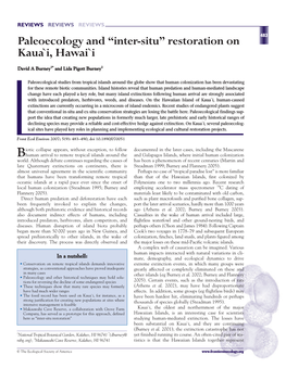 Inter-Situ” Restoration on Kaua`I, Hawai`I