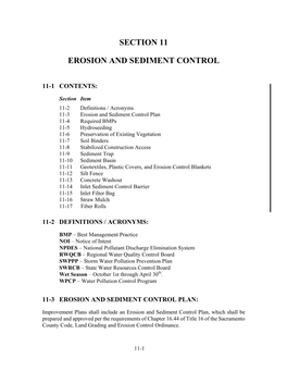 Section 11 Erosion and Sediment