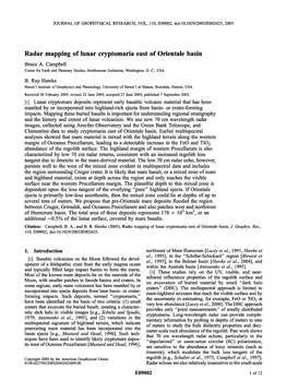 Radar Mapping of Lunar Cryptomaria East of Orientale Basin Bruce A