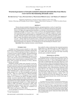 Structural Parameters of Chromite Included in Diamond and Kimberlites from Siberia: a New Tool for Discriminating Ultramafic Source