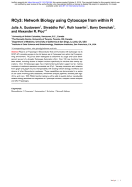 Rcy3: Network Biology Using Cytoscape from Within R