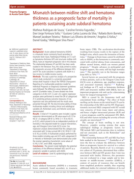 Mismatch Between Midline Shift and Hematoma Thickness As A