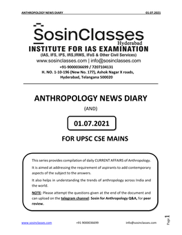 Anthropology News Diary 01.07.2021