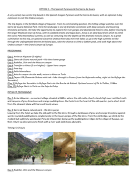 OPTION 2 – the Spanish Pyrenees & the Sierra De Guara