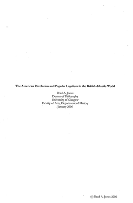 The American Revolution and Popular Loyalism in the British Atlantic World