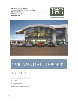 Csr Annual Report Fy 2012