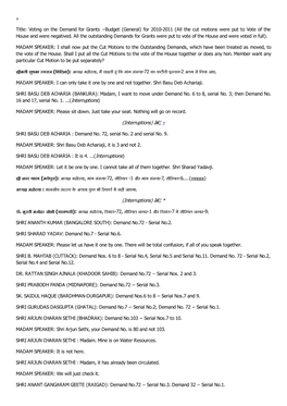 Title: Voting on the Demand for Grants −Budget (General) for 2010-2011 (All the Cut Motions Were Put to Vote of the House and Were Negatived