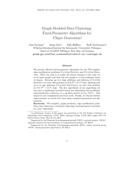 Graph-Modeled Data Clustering: Fixed-Parameter Algorithms for Clique Generation∗
