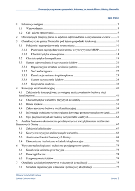 Koncepcja Programowa Gospodarki Ściekowej Na Terenie Miasta I Gminy Niemodlin