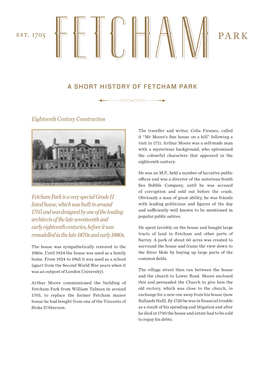 A Short History of Fetcham Park