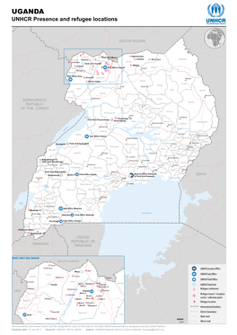 Uganda; UNHCR Presence and Refugee Locations