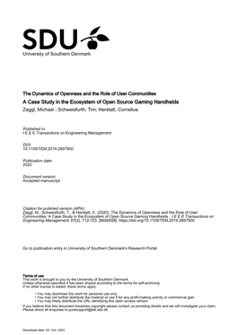 A Case Study in the Ecosystem of Open Source Gaming Handhelds Zaggl, Michael ; Schweisfurth, Tim; Herstatt, Cornelius