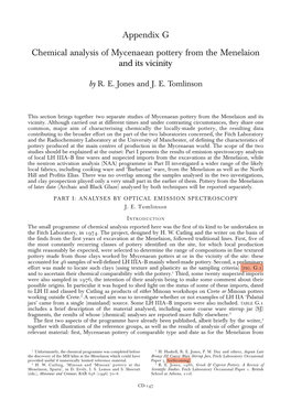 Appendix G Chemical Analysis of Mycenaean Pottery from the Menelaion and Its Vicinity