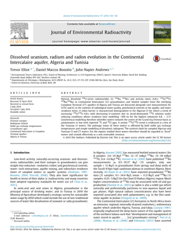 Dissolved Uranium, Radium and Radon Evolution in the Continental Intercalaire Aquifer, Algeria and Tunisia