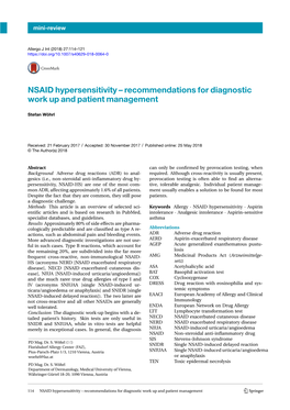 Recommendations for Diagnostic Work up and Patient Management