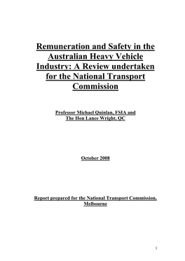 A Review Undertaken for the National Transport Commission