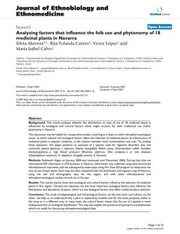 Journal of Ethnobiology and Ethnomedicine Biomed Central