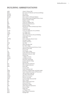 Building Abbreviations 1 Building Abbreviations