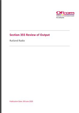 Section 355 Review of Output