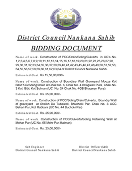 District Council Nankana Sahib BIDDING DOCUMENT