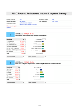 AICC Report on Adobe Authorware Issues and Impacts Survey, 18-Nov-2007