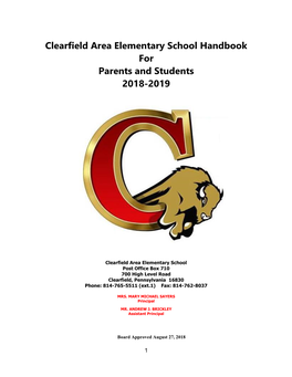 Clearfield Area Elementary School Handbook for Parents and Students 2018-2019