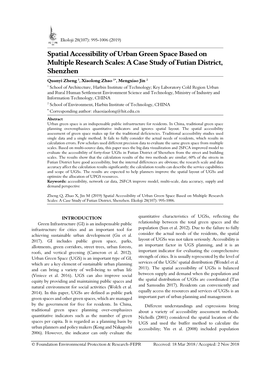 Spatial Accessibility of Urban Green Space Based on Multiple Research