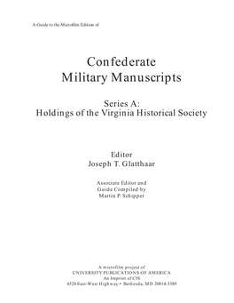 Confederate Military Manuscripts