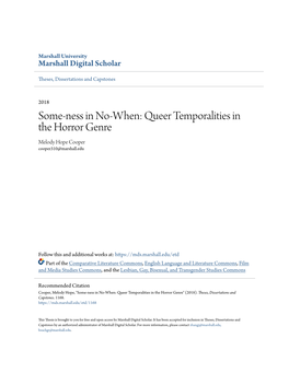 Queer Temporalities in the Horror Genre Melody Hope Cooper Cooper310@Marshall.Edu