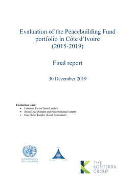 Evaluation of the Peacebuilding Fund Portfolio in Côte D'ivoire (2015-2019)