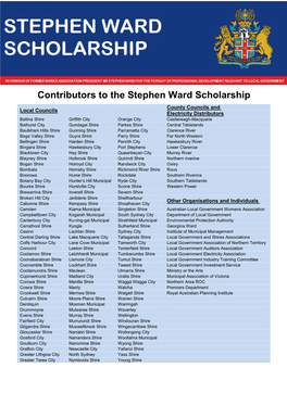 Contributors to the Stephen Ward Scholarship