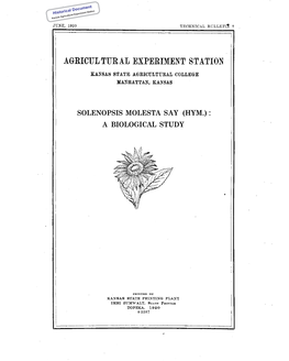 STB007 1920 Solenopsis Molesta Say (Hym.): a Biological Study