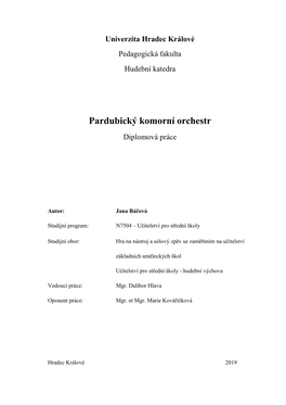 Pardubický Komorní Orchestr Diplomová Práce