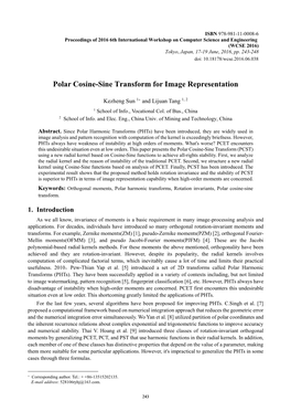 Polar Cosine-Sine Transform for Image Representation