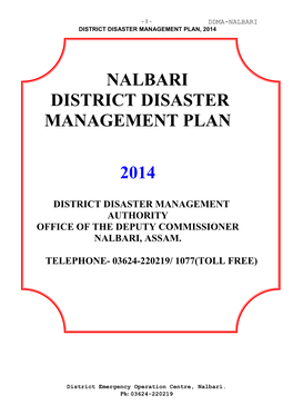 Nalbari District Disaster Management Plan 2014